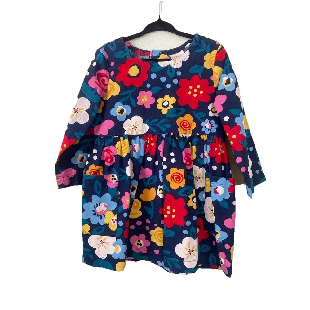 Hanna Andersson 3T 90cm Floral Pocket Dress Scandi Cottagecore Cotton Play Dress